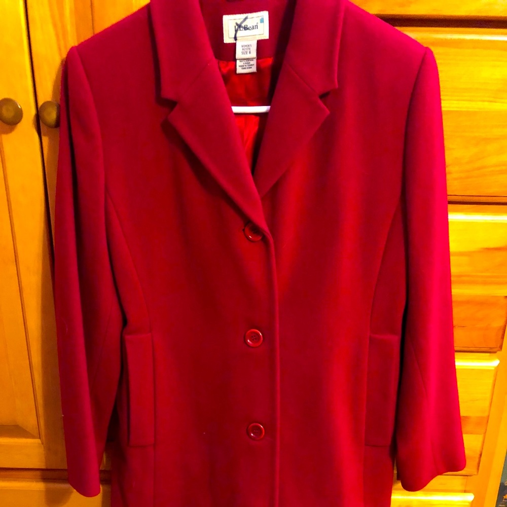 LL BEAN PEA COAT, RED